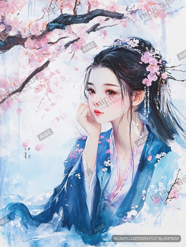 古风美女头像插画封面