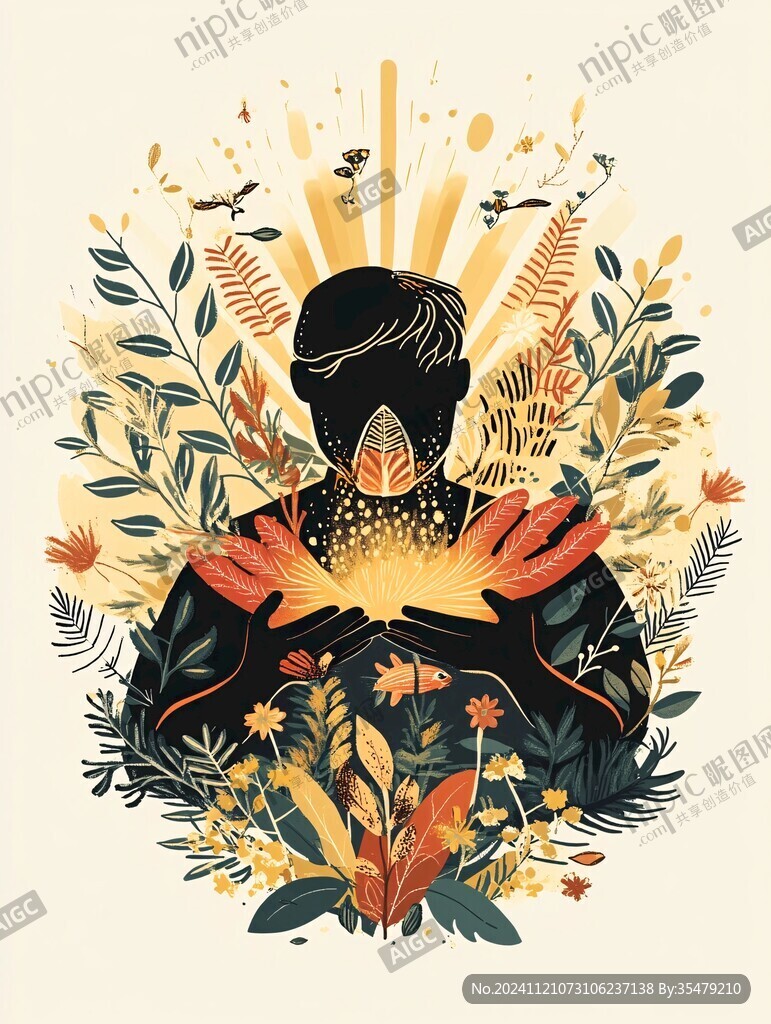 人与自然插画
