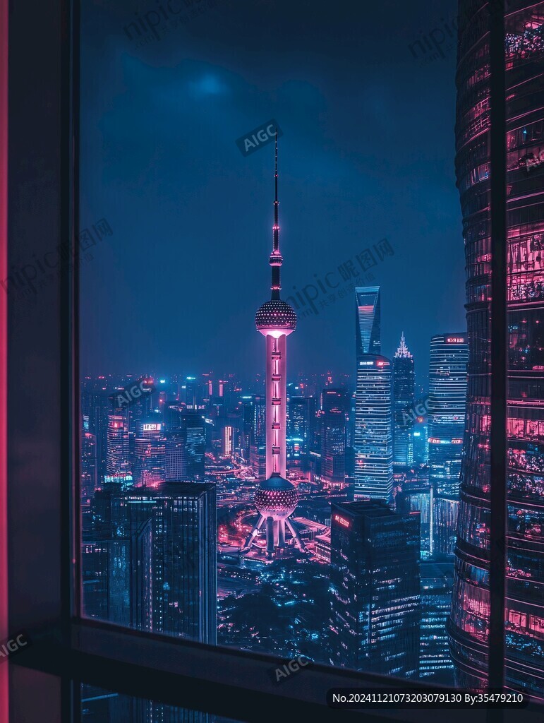 陆家嘴赛博朋克夜景