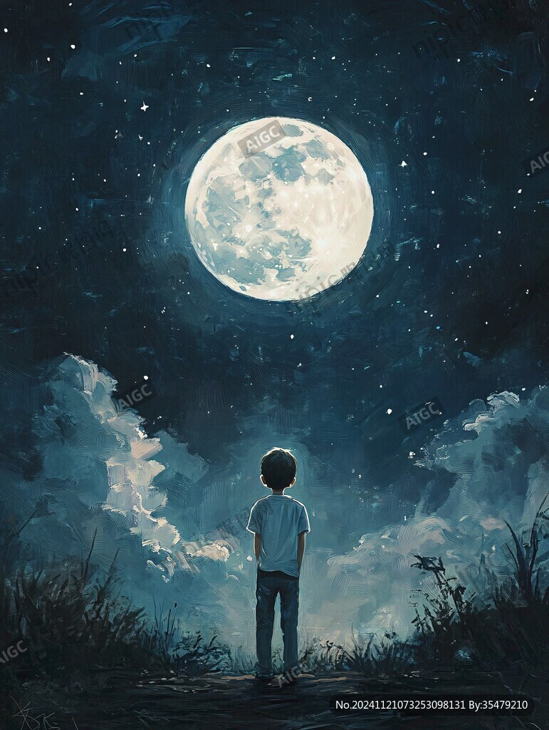 月光插画月光下