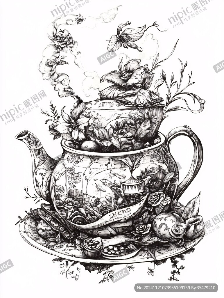 茶元素手绘