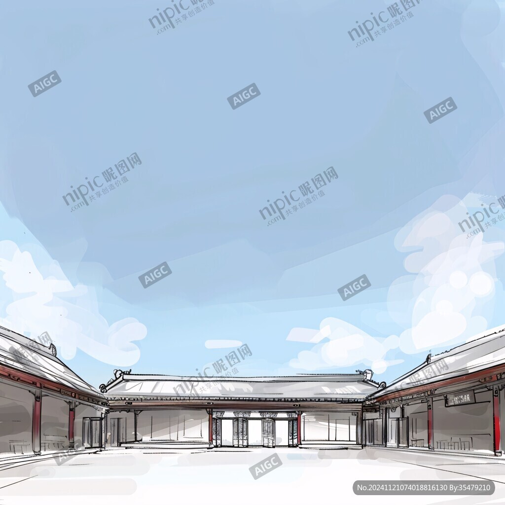 横店插画宣传背景素材