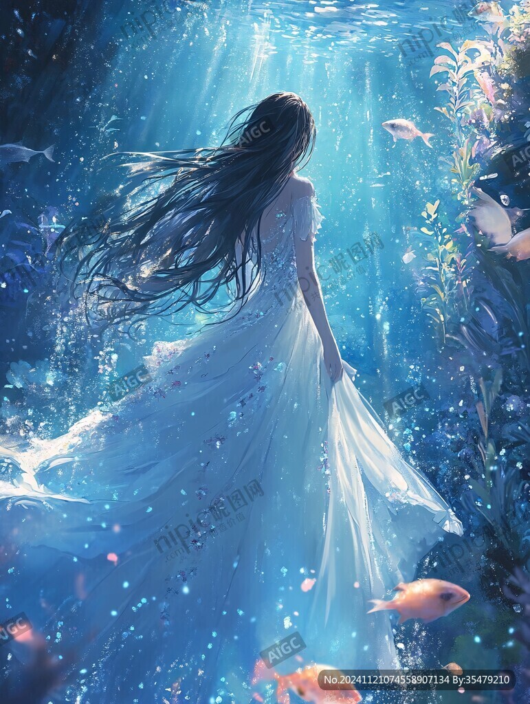 梦幻唯美蓝色系少女