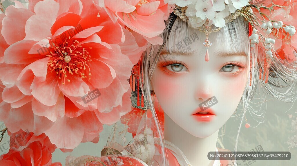 红衣少女设计古风