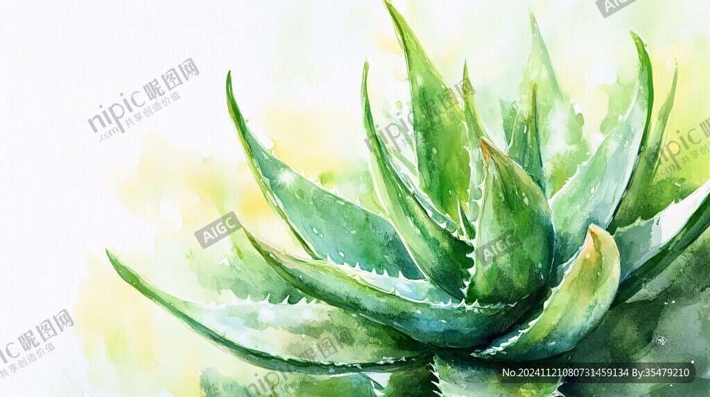 水彩芦荟插画