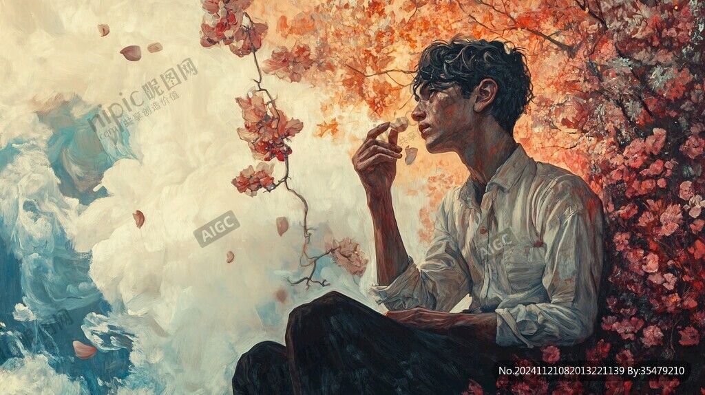 唯美男生插画