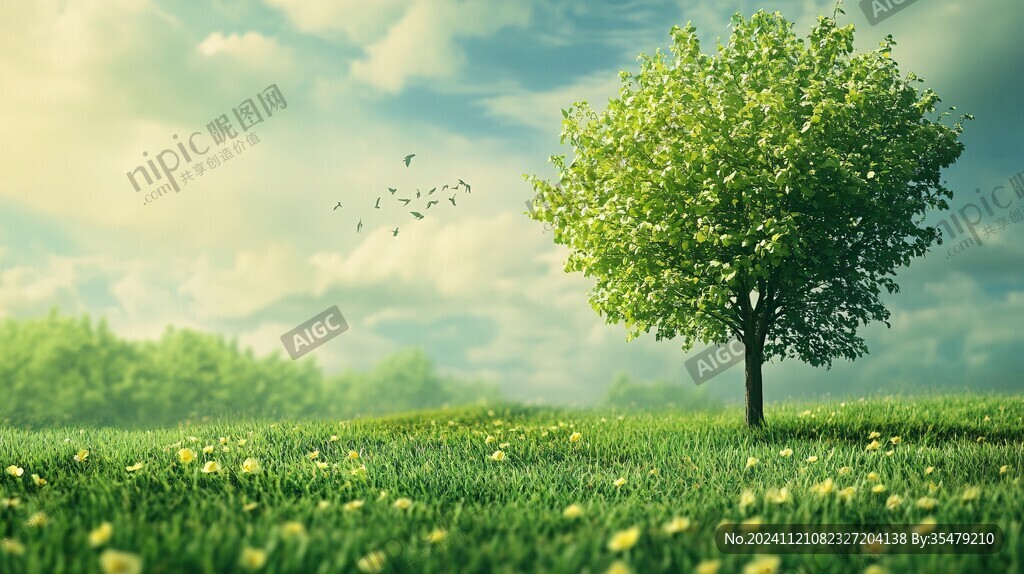 阳光大树草地