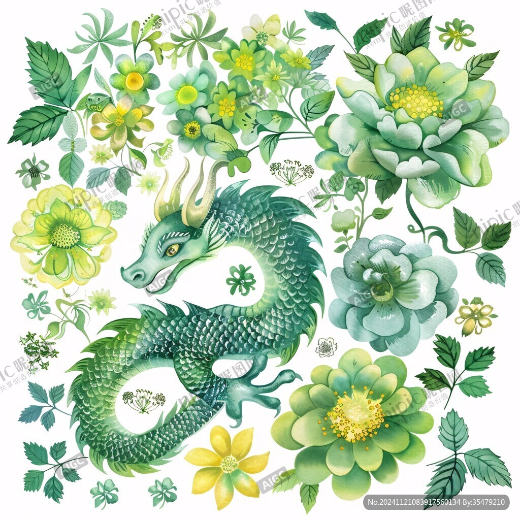 欧美手绘动物花