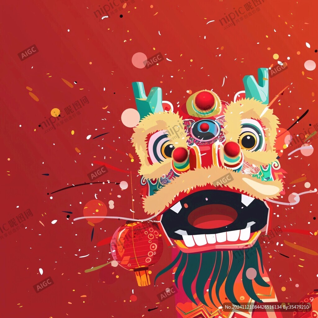 龙年舞狮插画