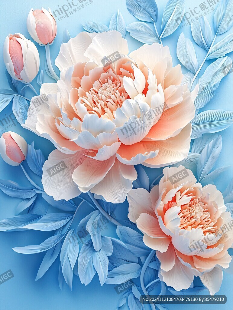 3d牡丹花卉