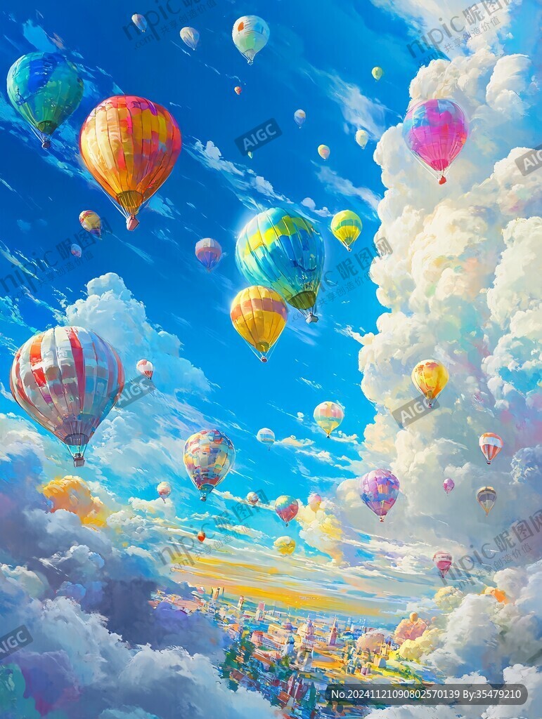 热气球插画场景