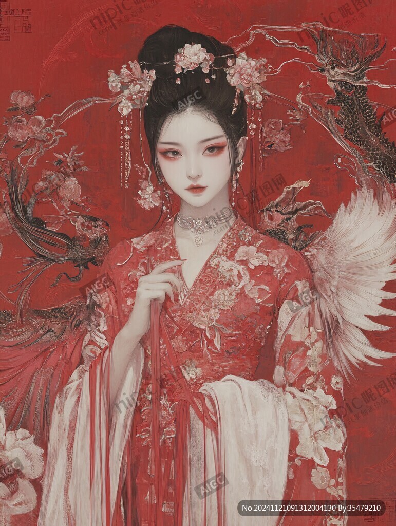 红衣少女设计古风