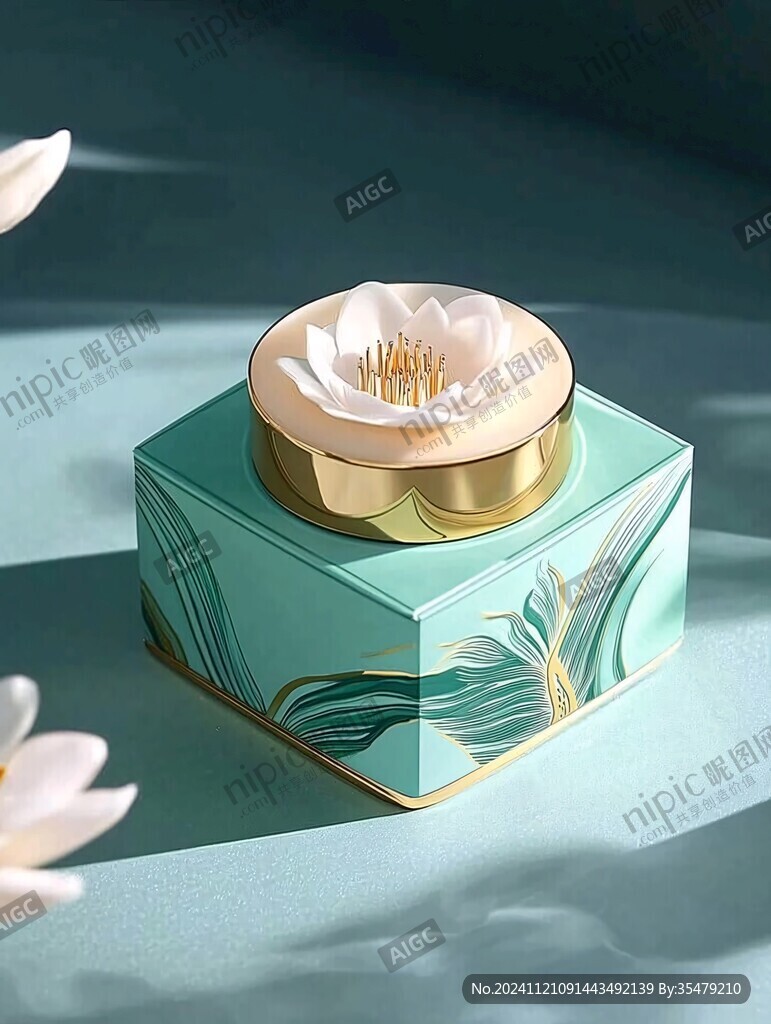 荷花插画月饼盒