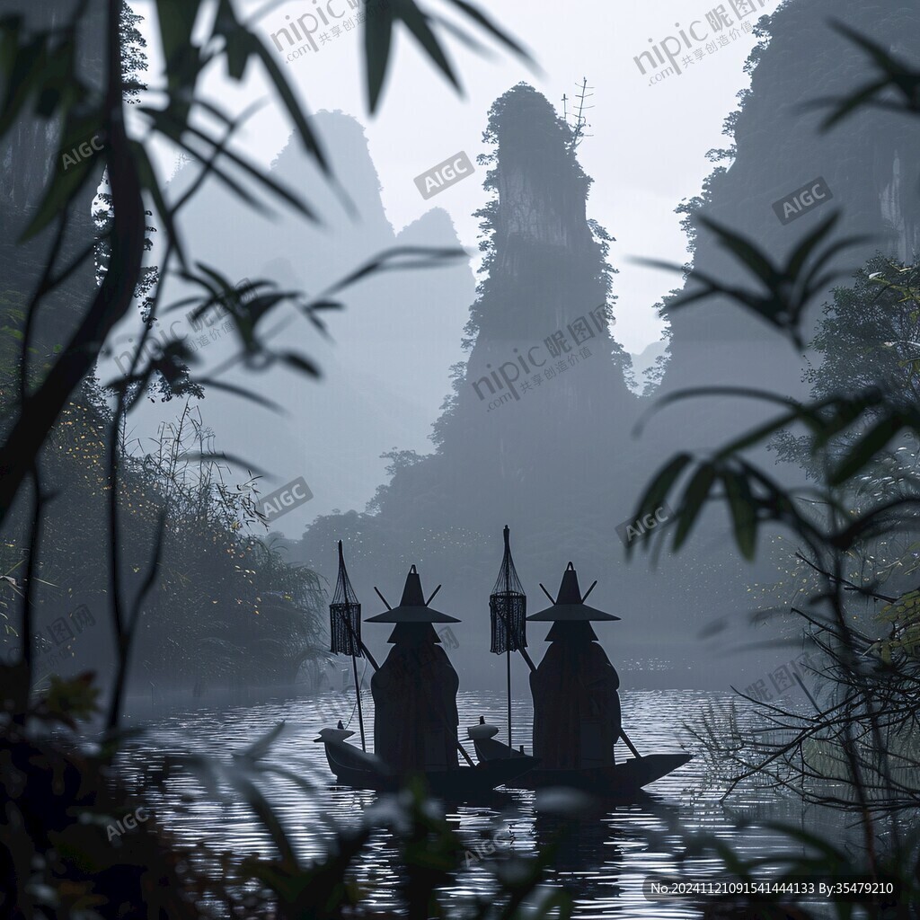 雾中乌篷船
