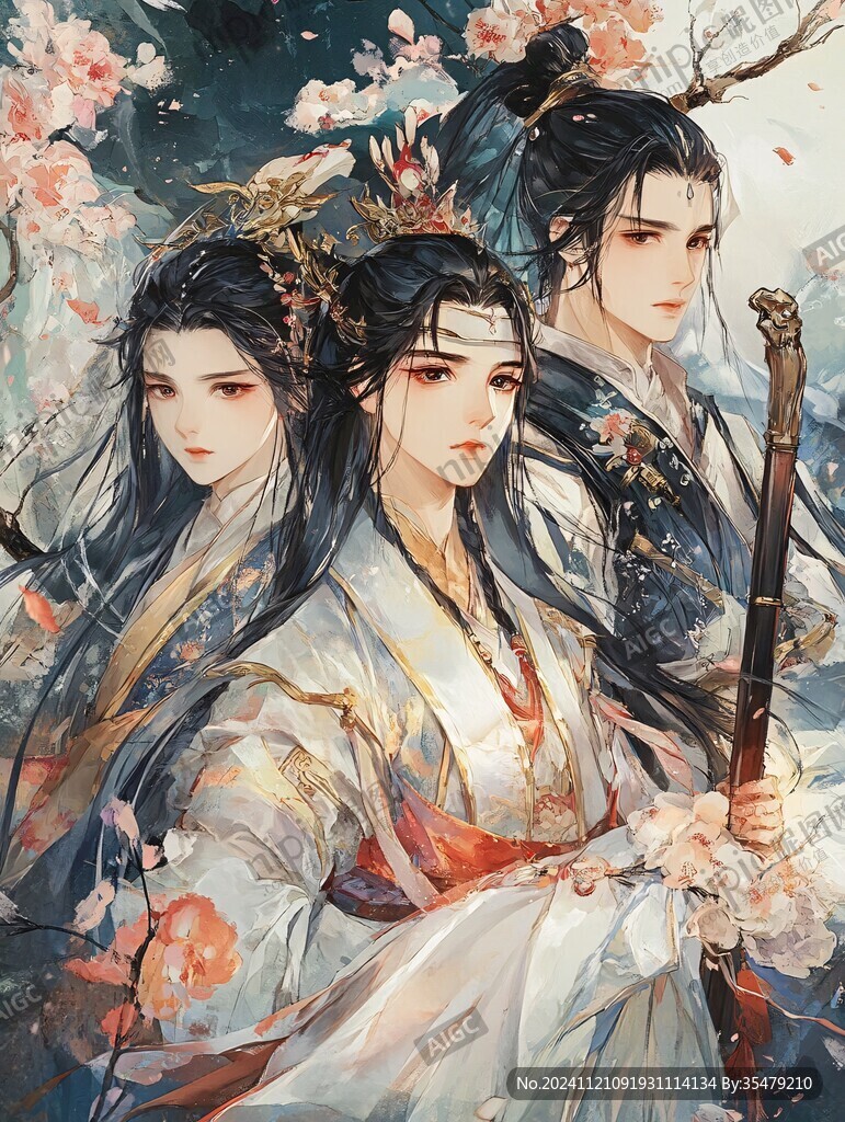 古风情侣插画