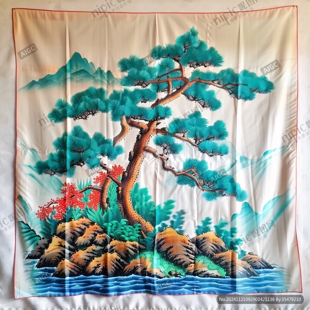 迎客松刺绣