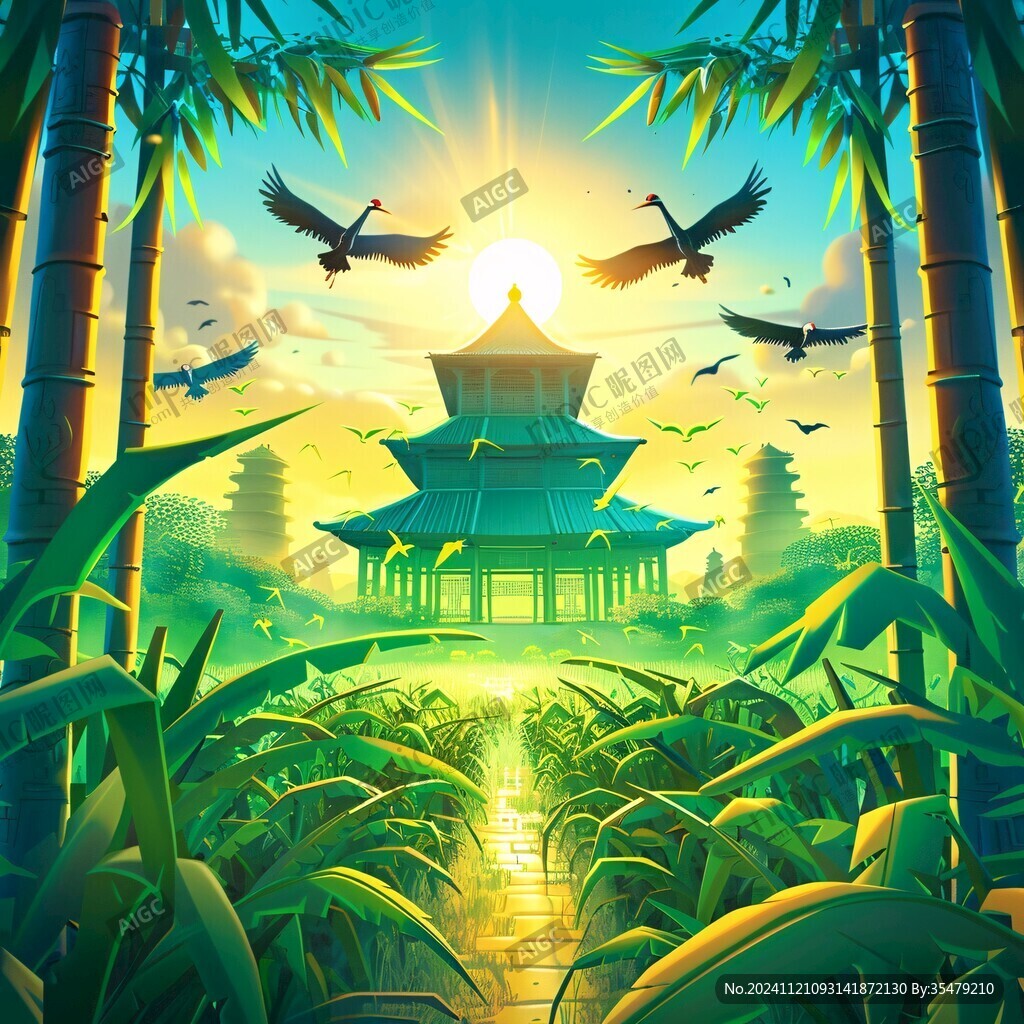 国潮风景插画