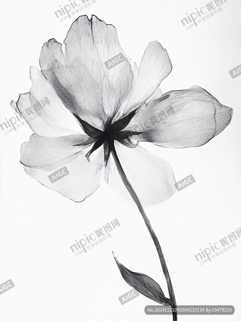 黑白图黑白花卉