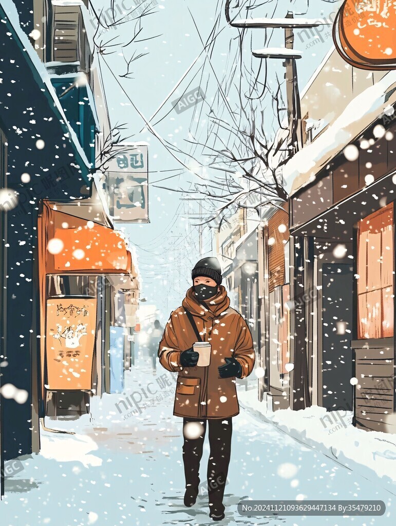 治愈冬天插画