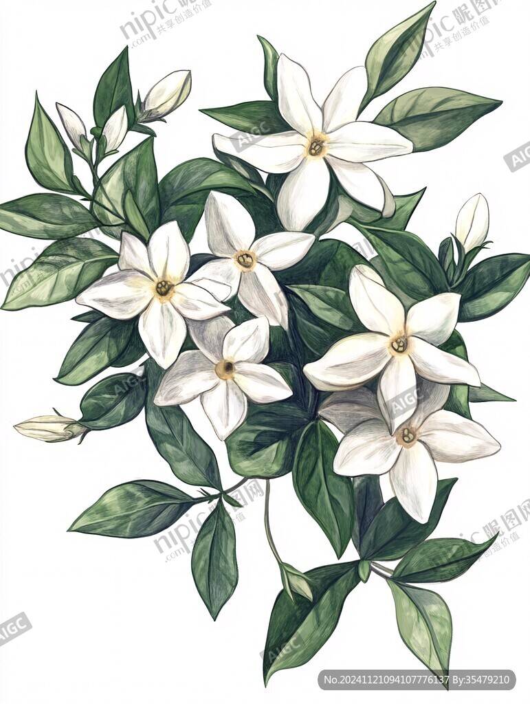 插画茉莉花