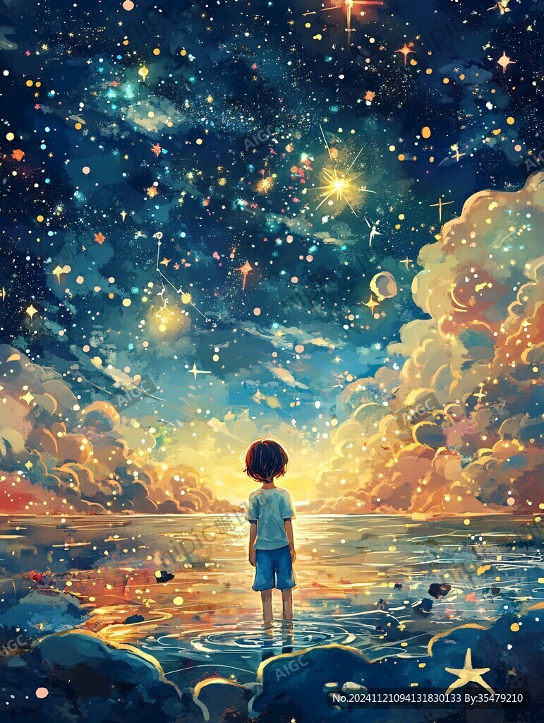 星辰大海女孩背影
