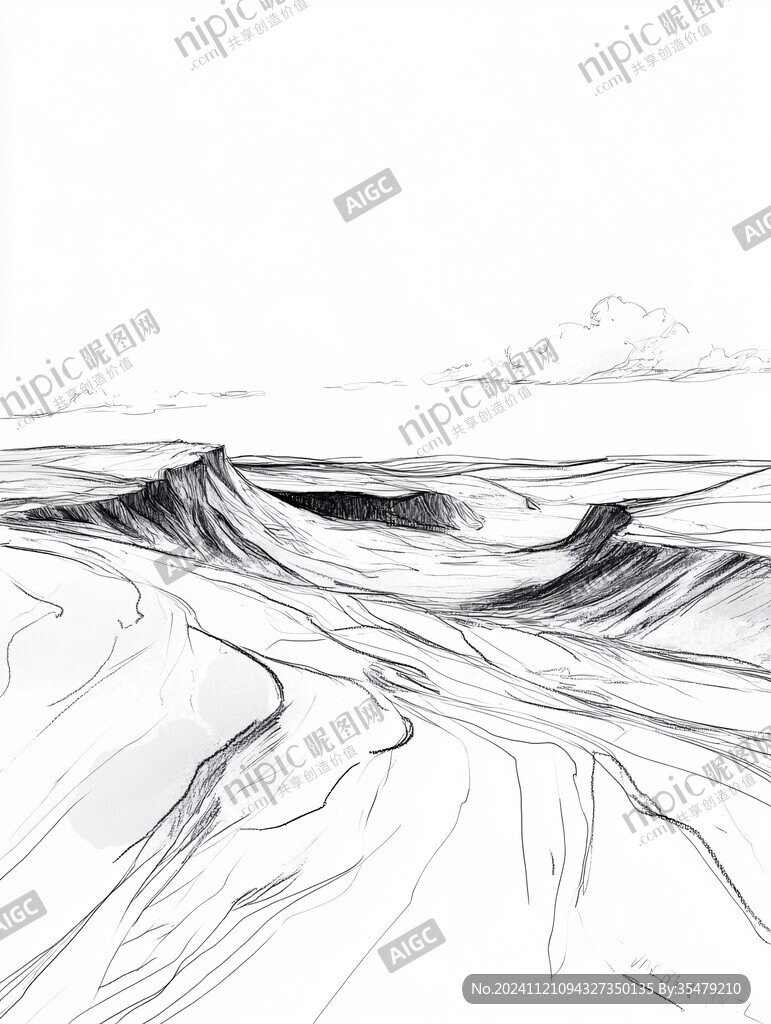 高端山水线包装插画
