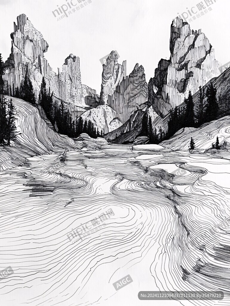 针管笔风景