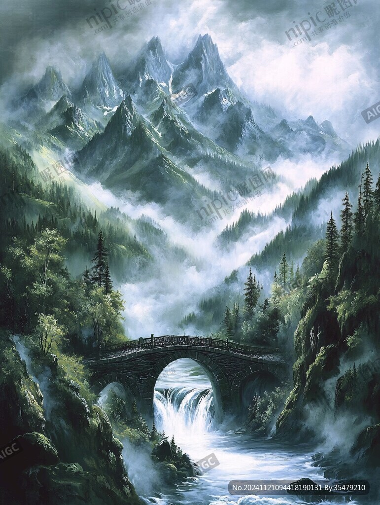 风光人间仙境油画