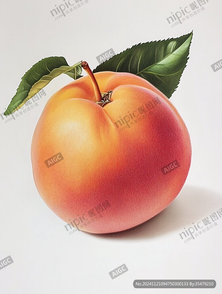 手绘写实黄桃