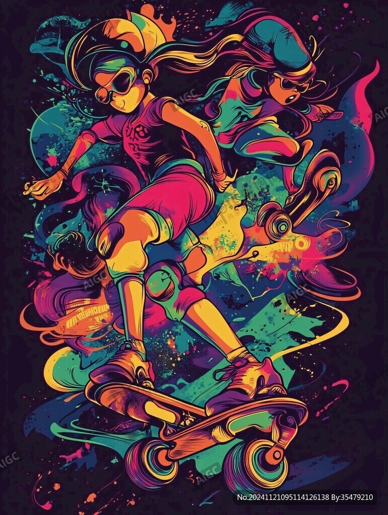 轮滑插画系列