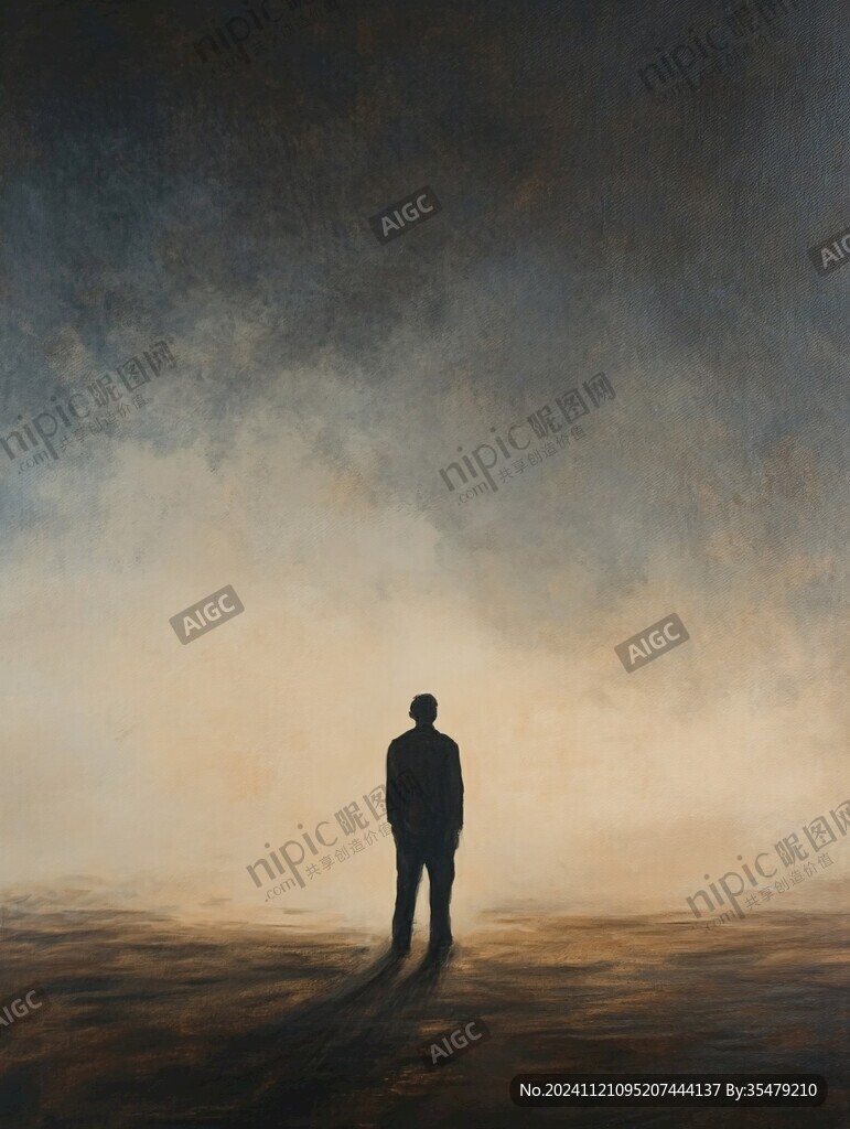 孤独背影插画