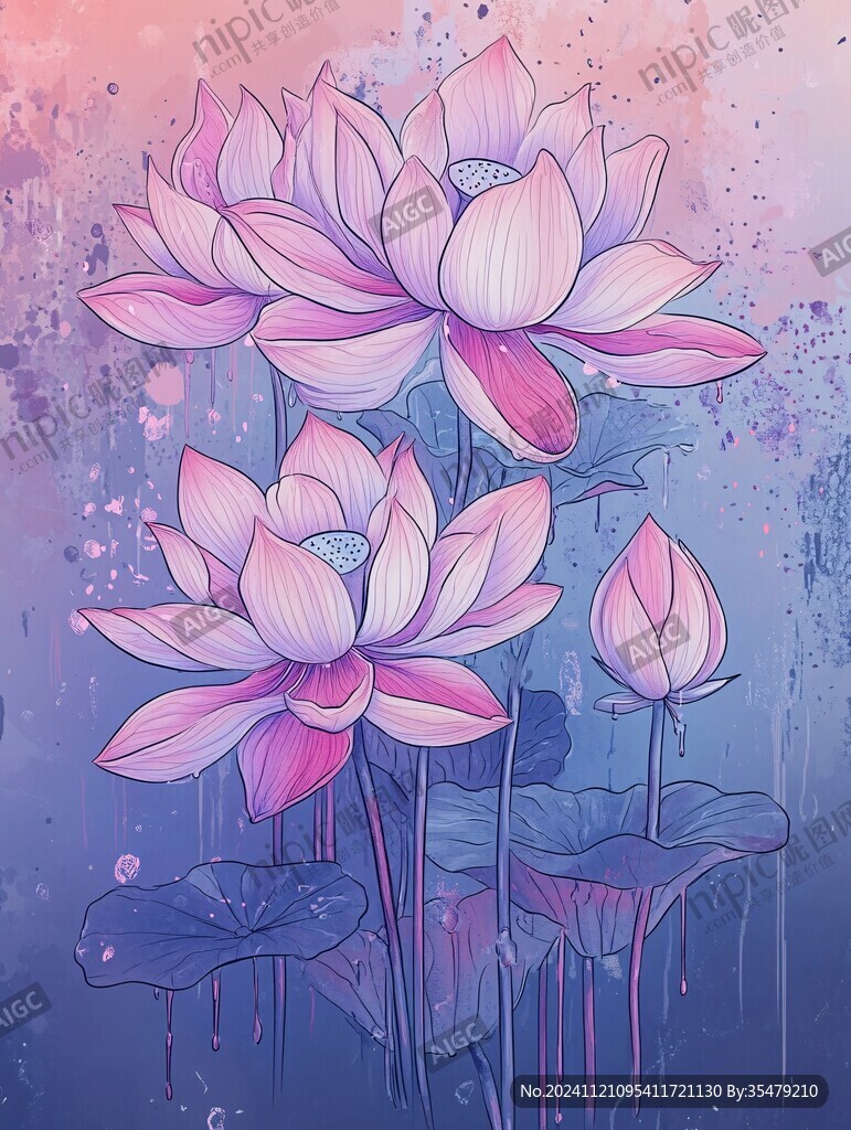 荷花手绘背景