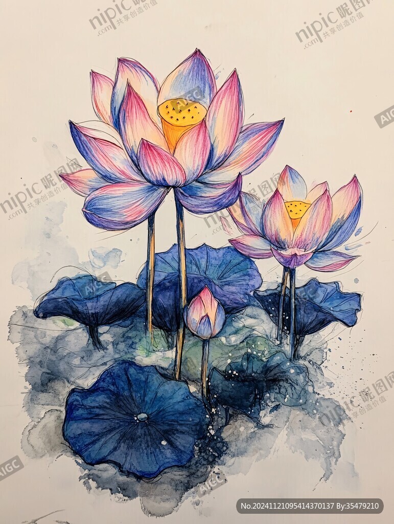 手绘上莲