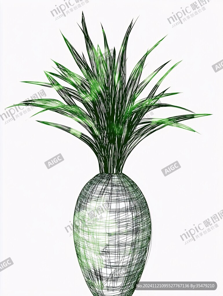 绿色植物花瓶素材设计