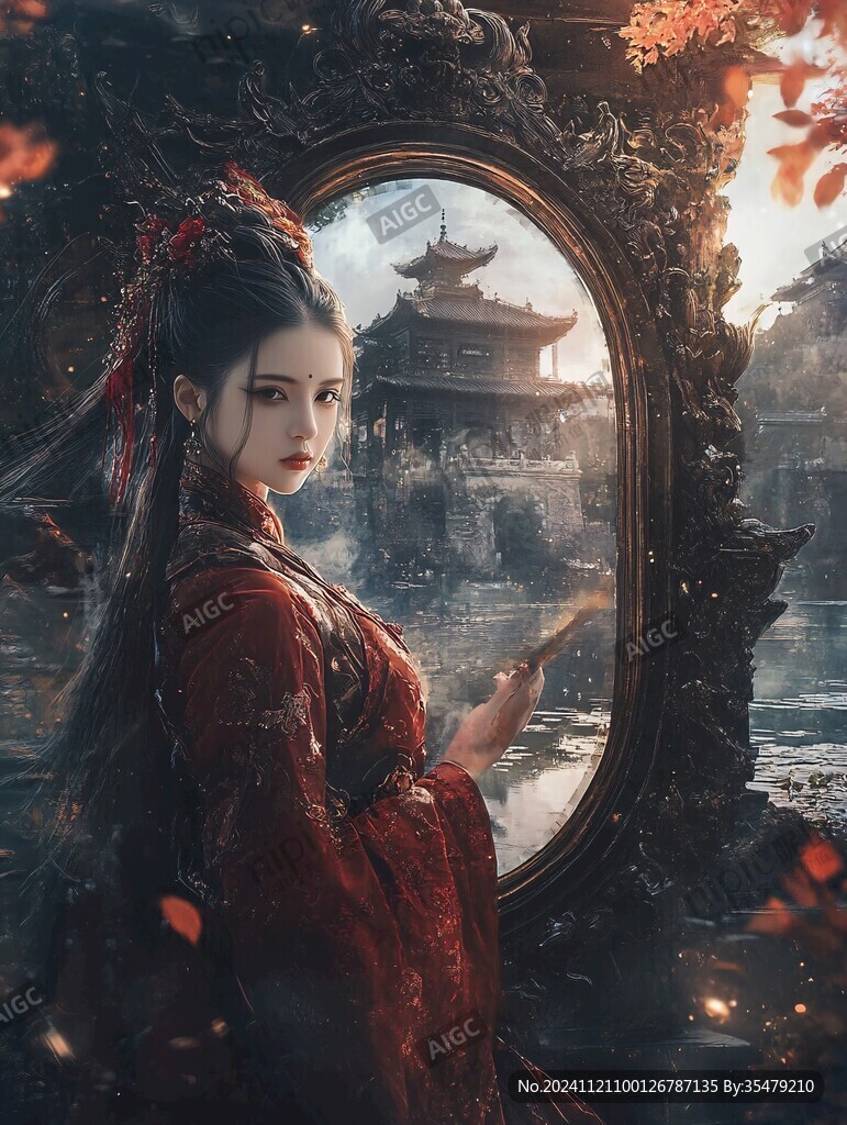 红衣少女设计古风