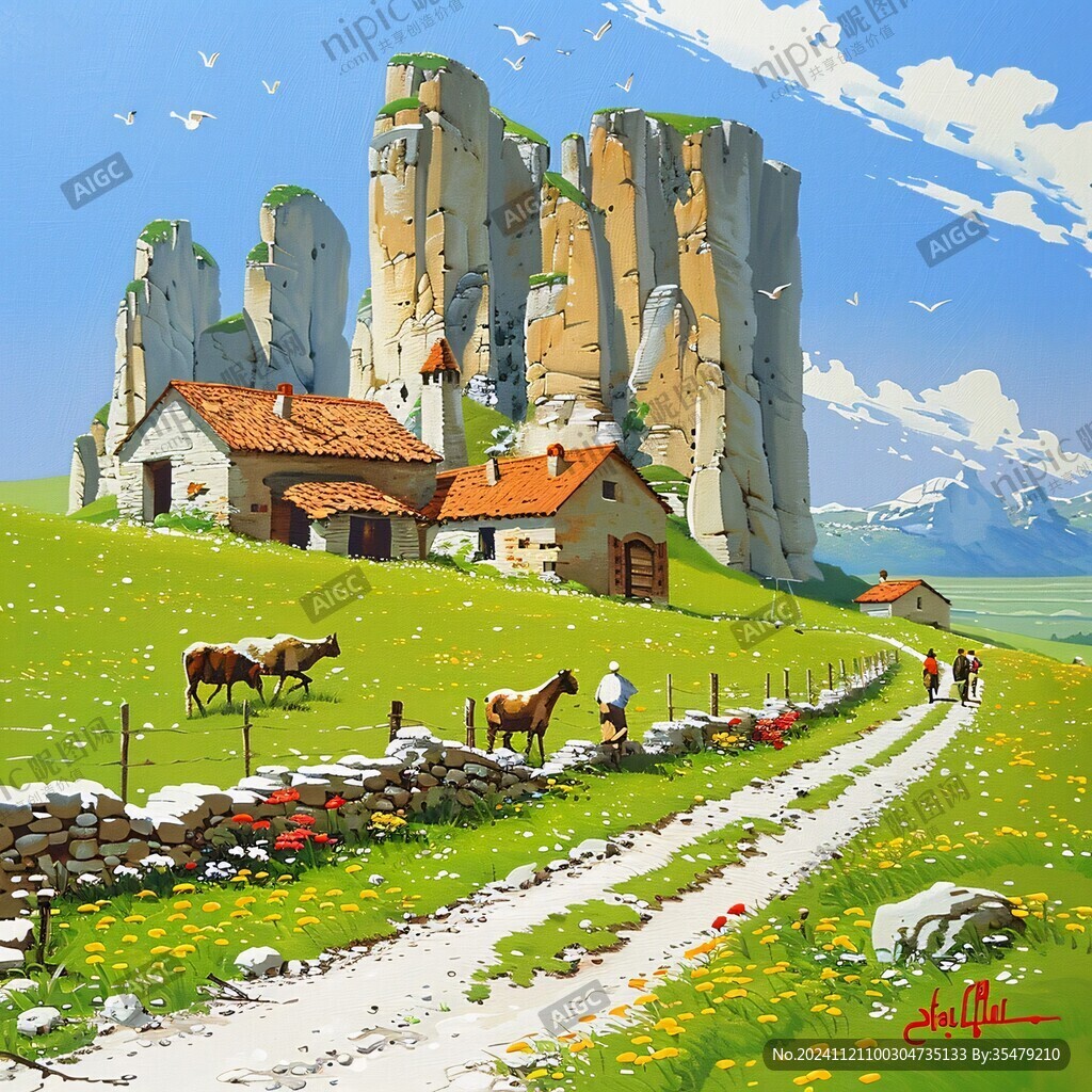 乡村场景插画