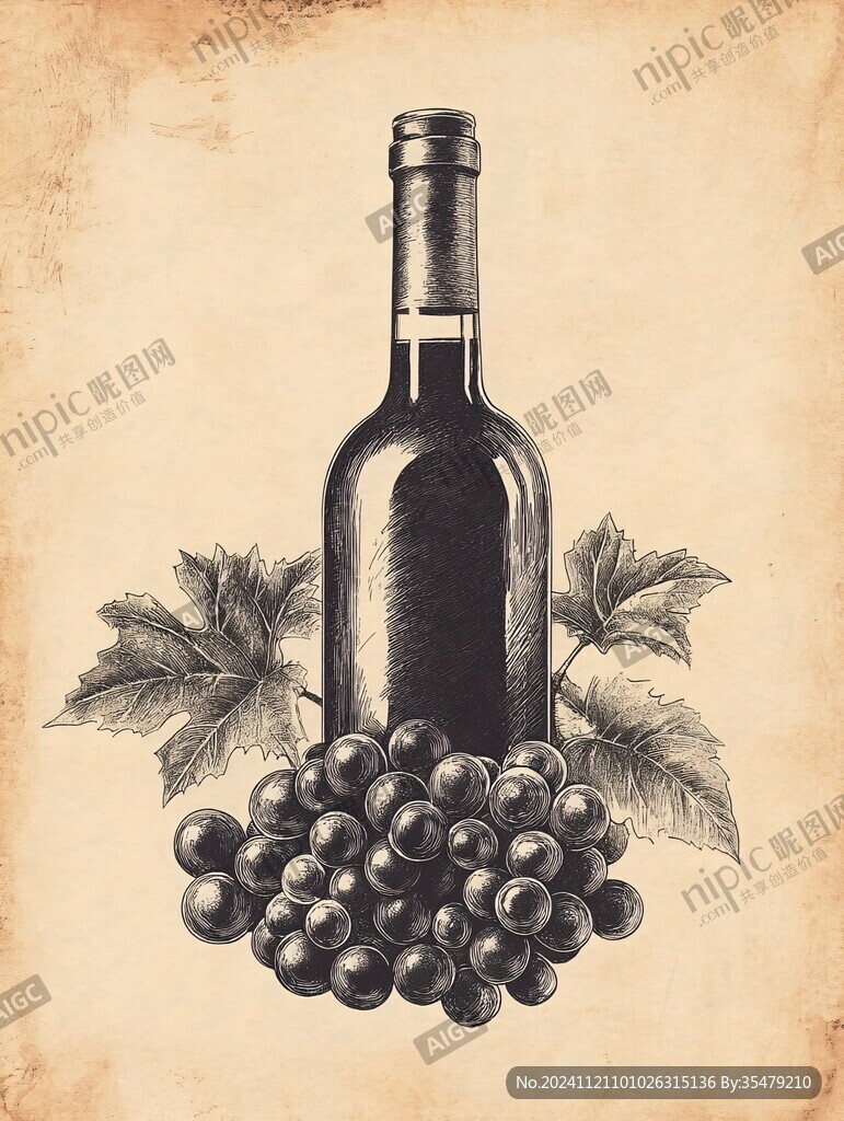 红酒插画