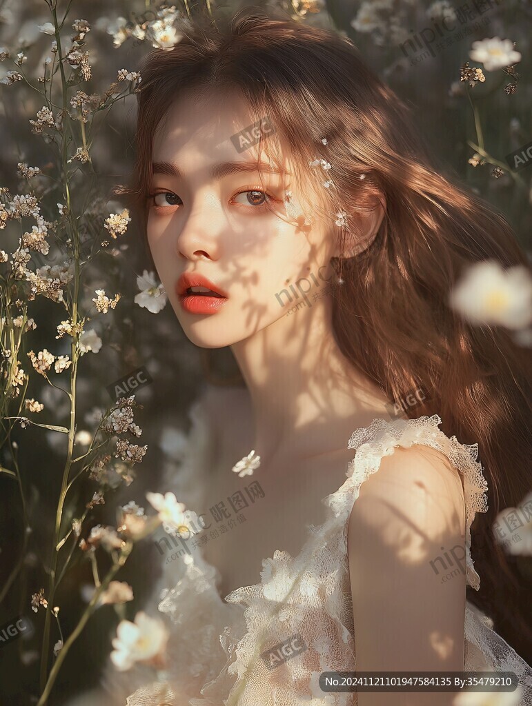 花丛中少女