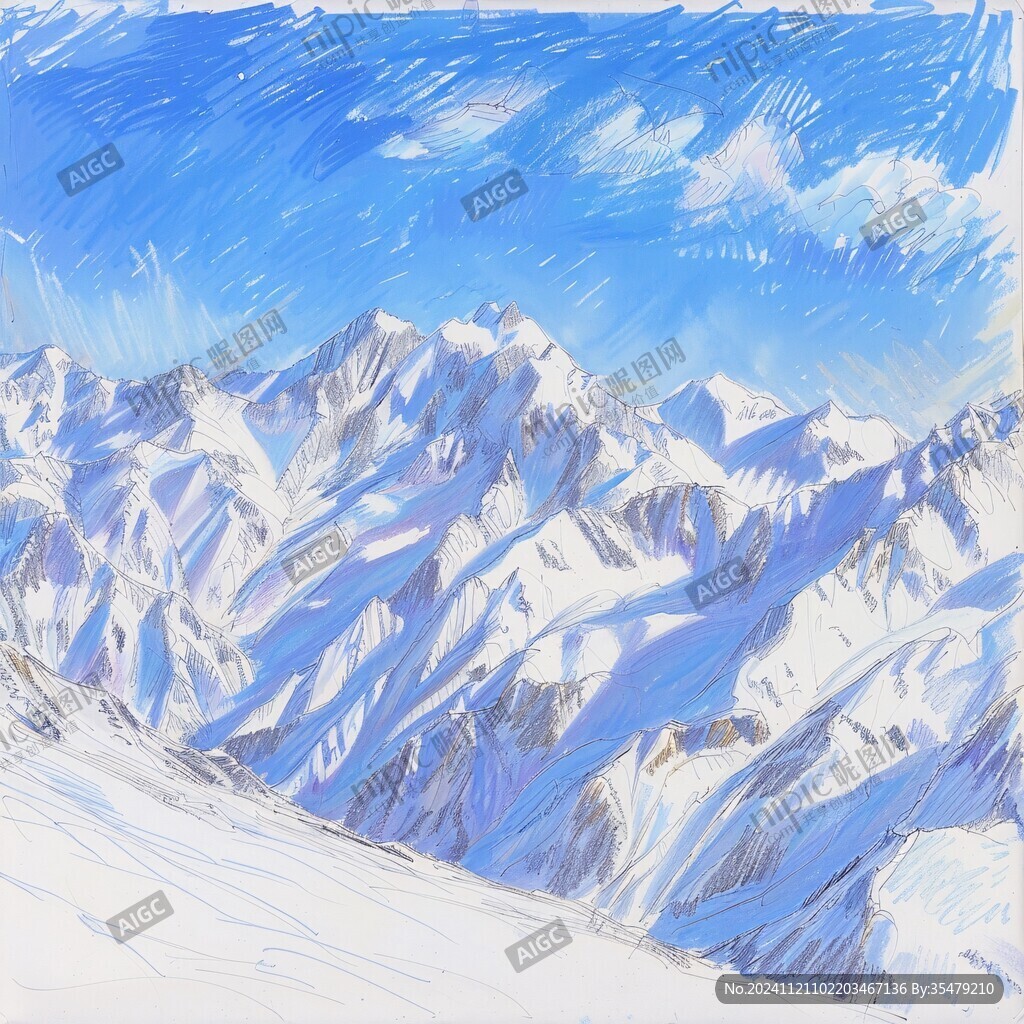 电脑绘画雪山