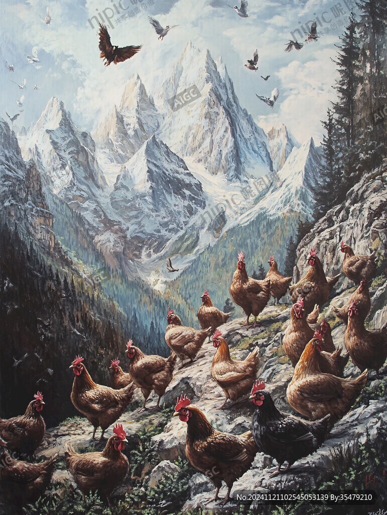 油画山水花鸟动物画