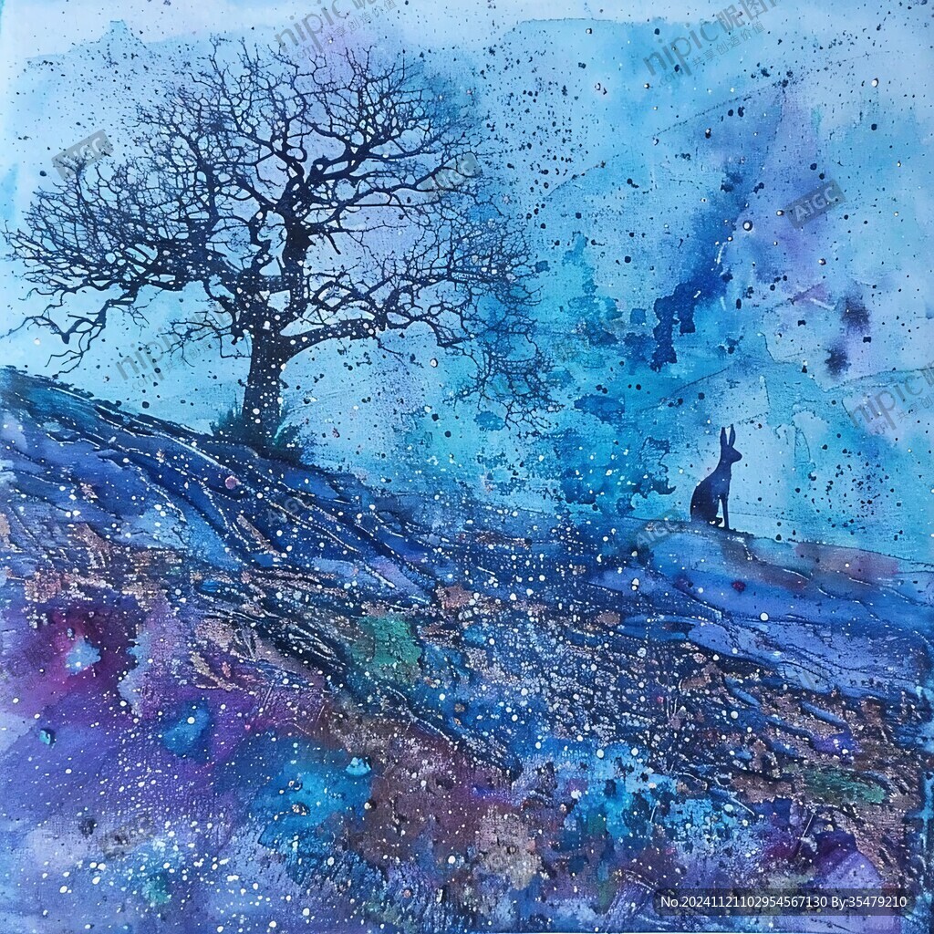 雾凇水彩画