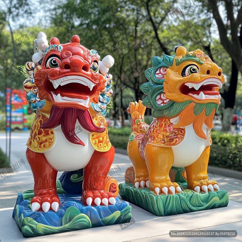 彩色神兽雕像