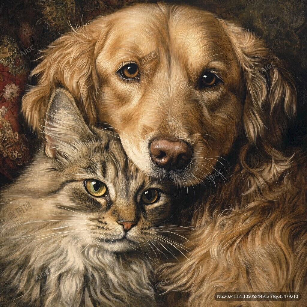 猫狗欧美无框画
