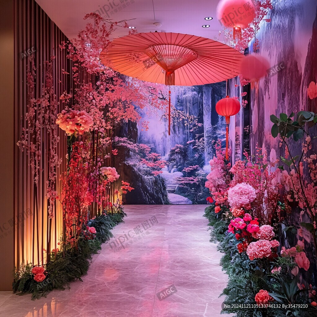 沉浸式中式婚礼迎宾区