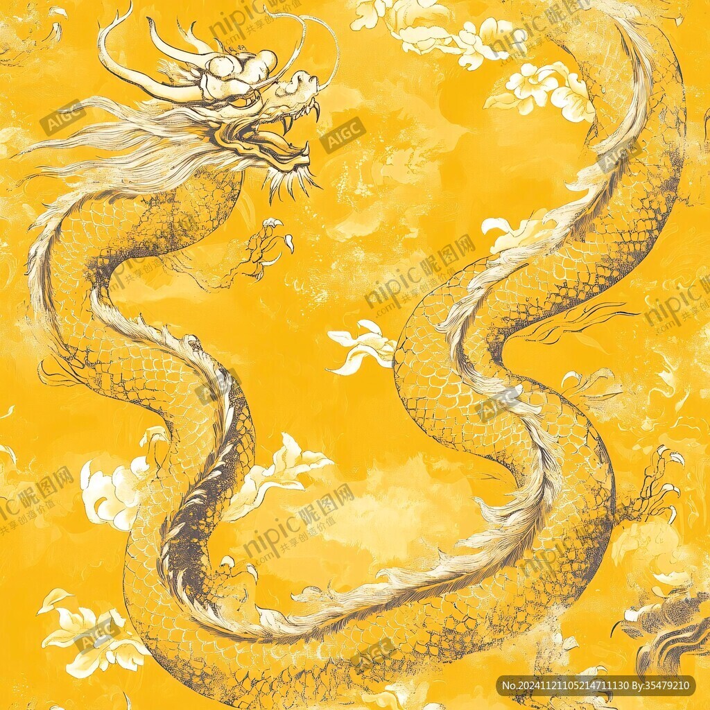 手绘双龙插画