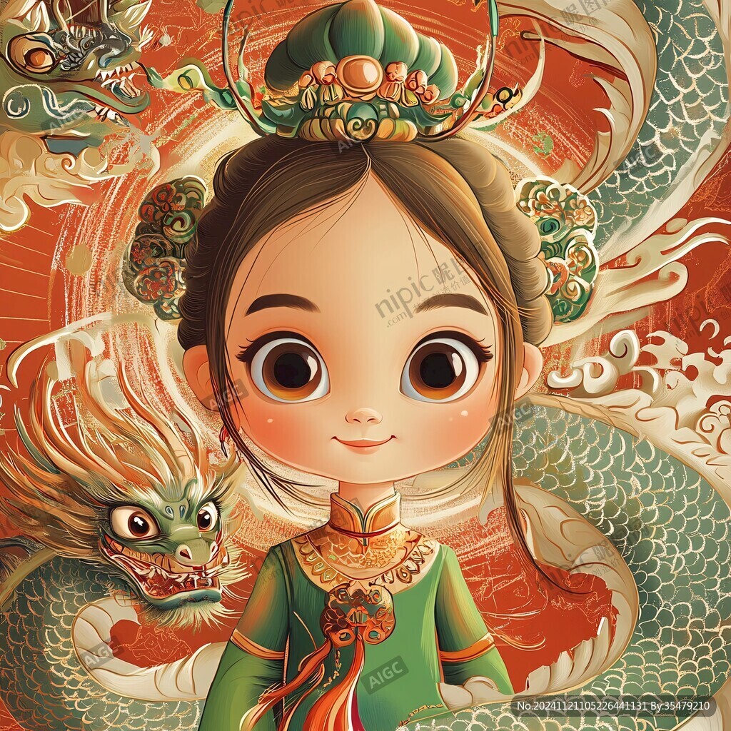 龙年小女孩插画
