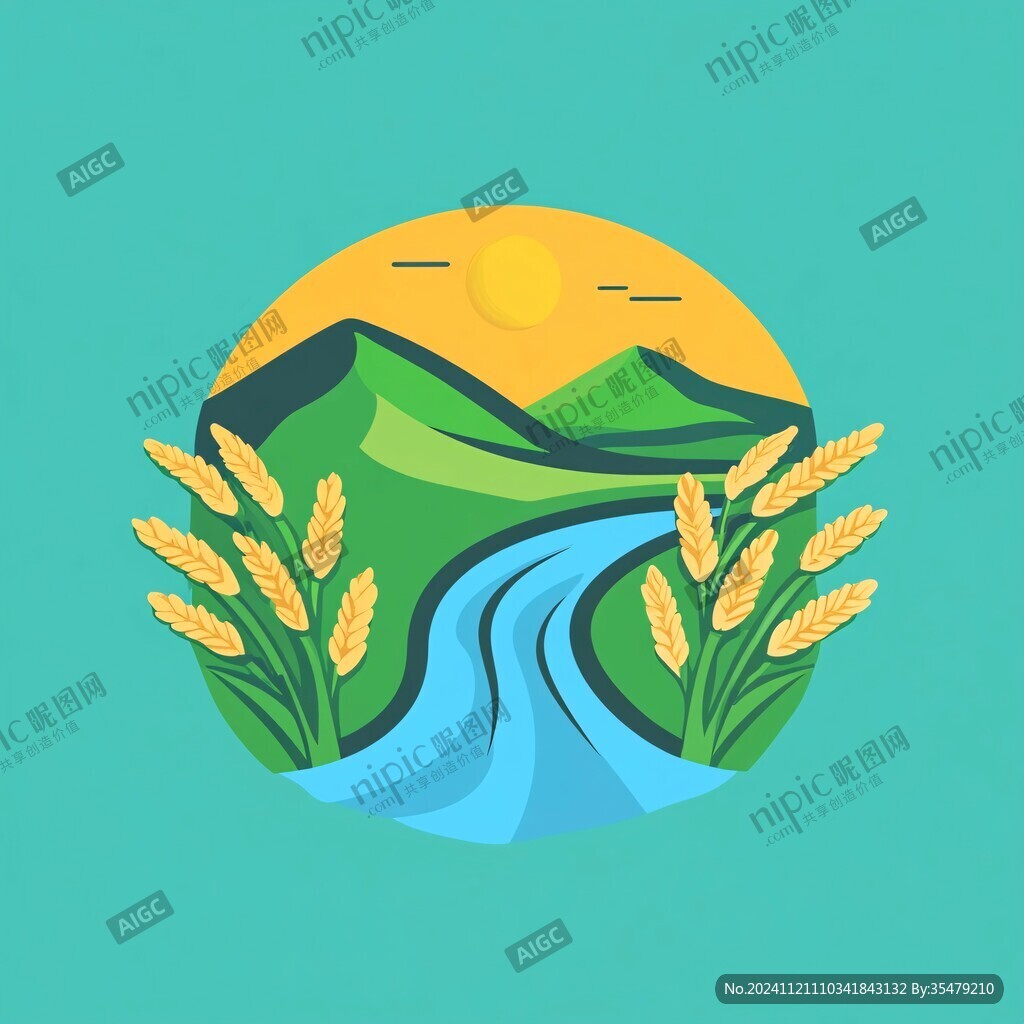 水稻小麦插画