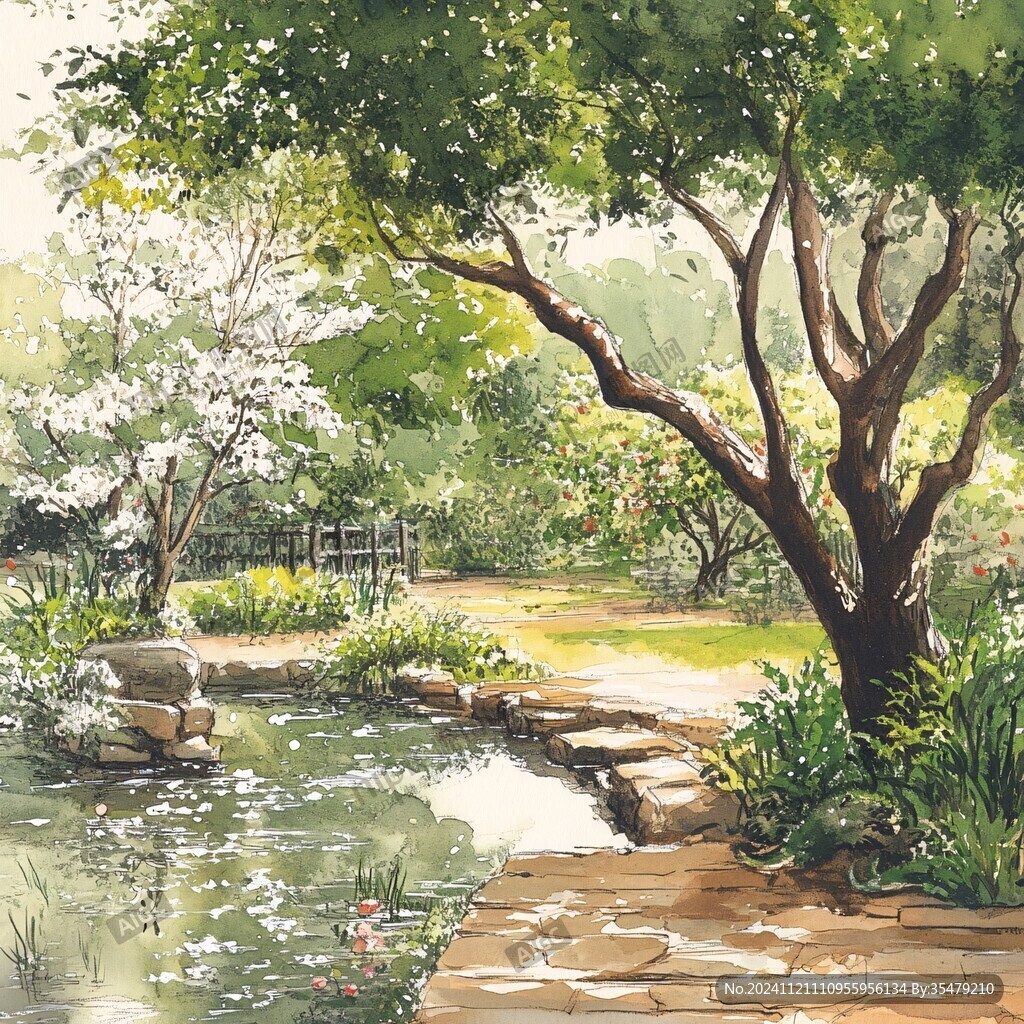 园林水彩画