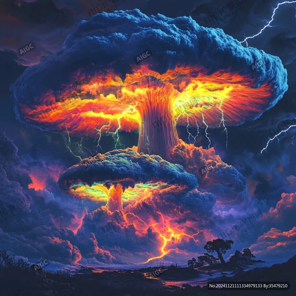 蘑菇云火山灰熔岩流