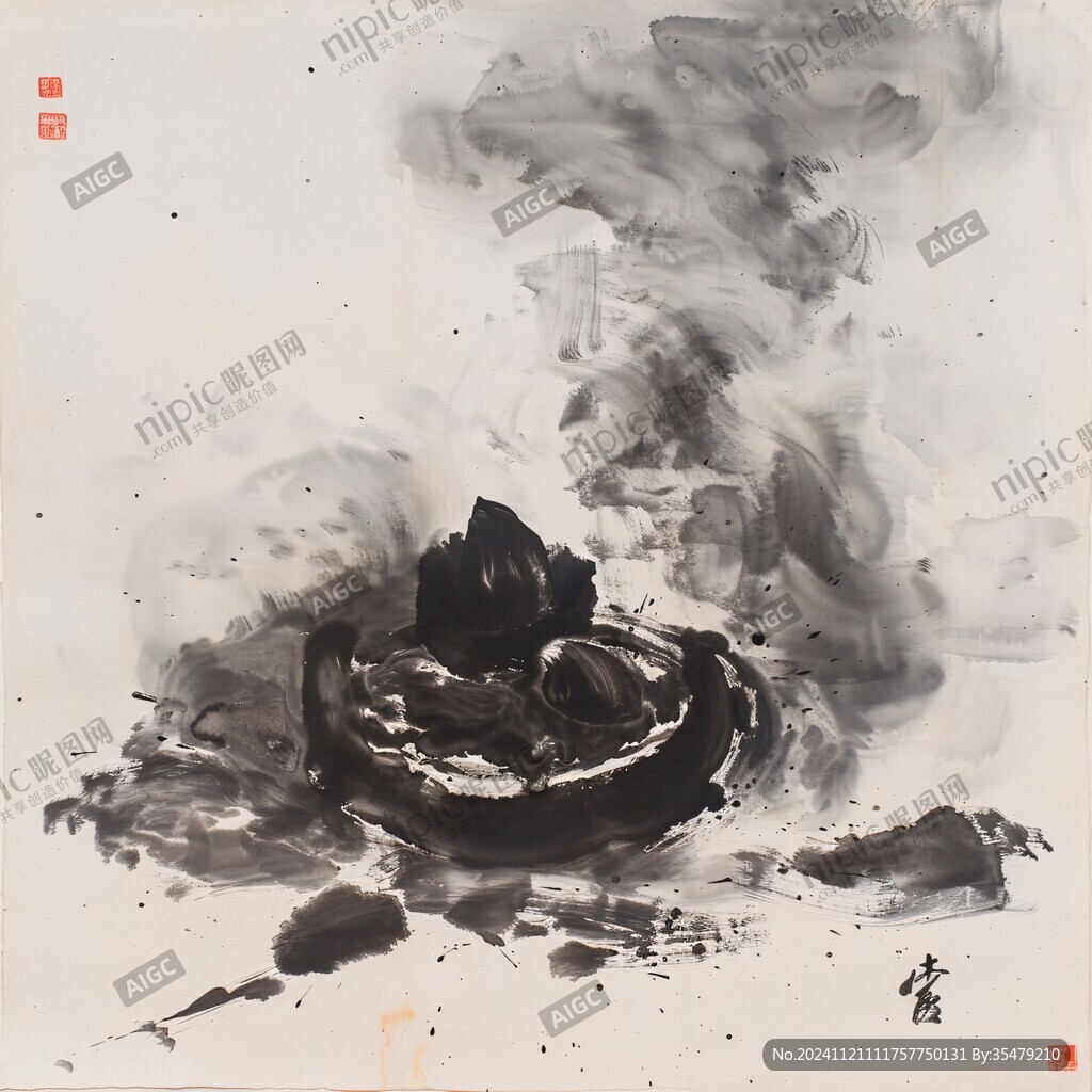 大气泼墨禅意挂画